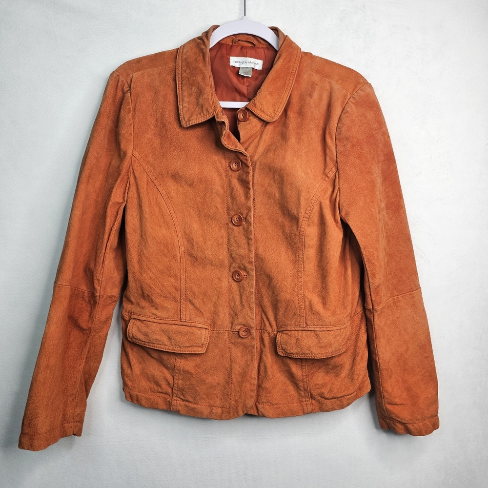 Christopher & banks vintage 90s y2k burnt orange leather jacket sz M